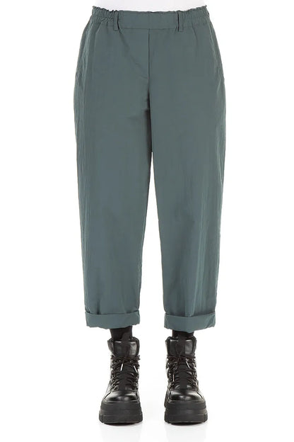 Roll Up Peacock Cotton Trousers 1