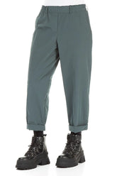 Roll Up Peacock Cotton Trousers 3