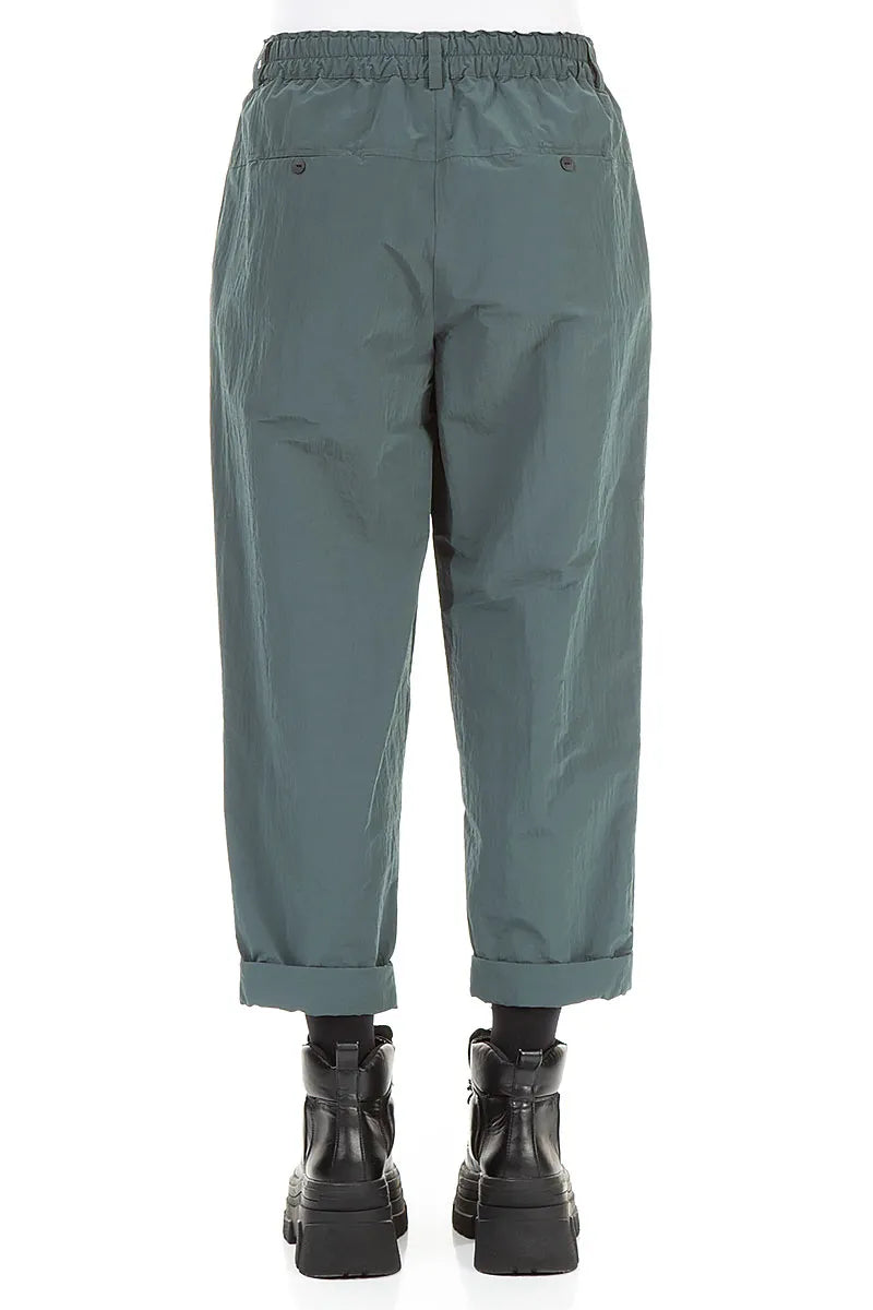 Roll Up Peacock Cotton Trousers 2