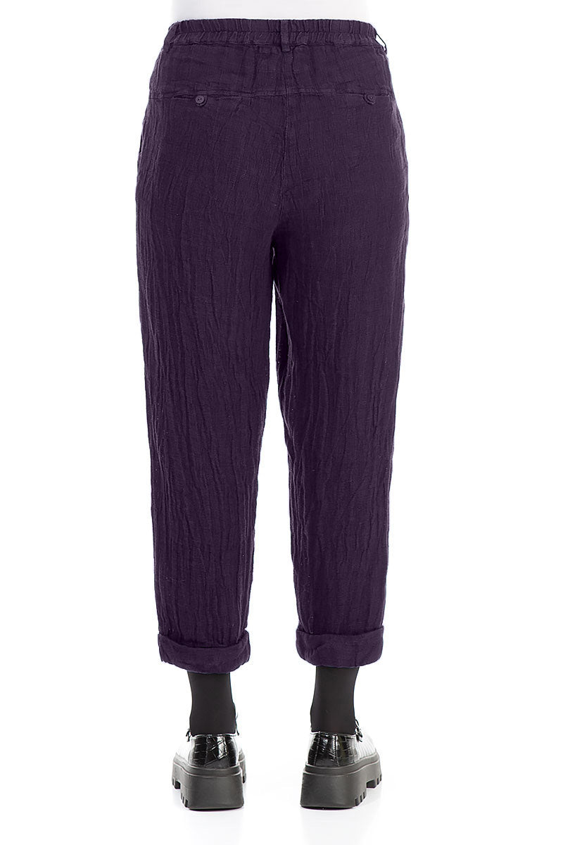Roll Up Royal Purple Mélange Linen Trousers
