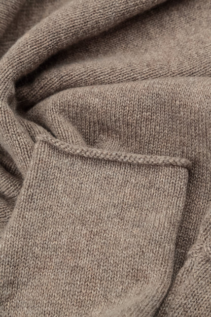 Rolled Edge Beige Cashmere Sweater 6