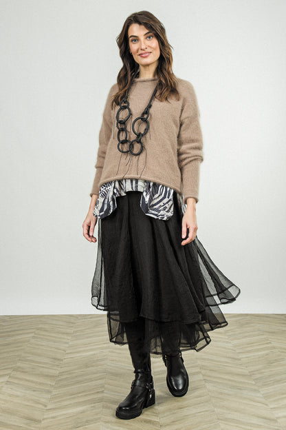 Rolled Neck Soft Taupe Angora Sweater 1