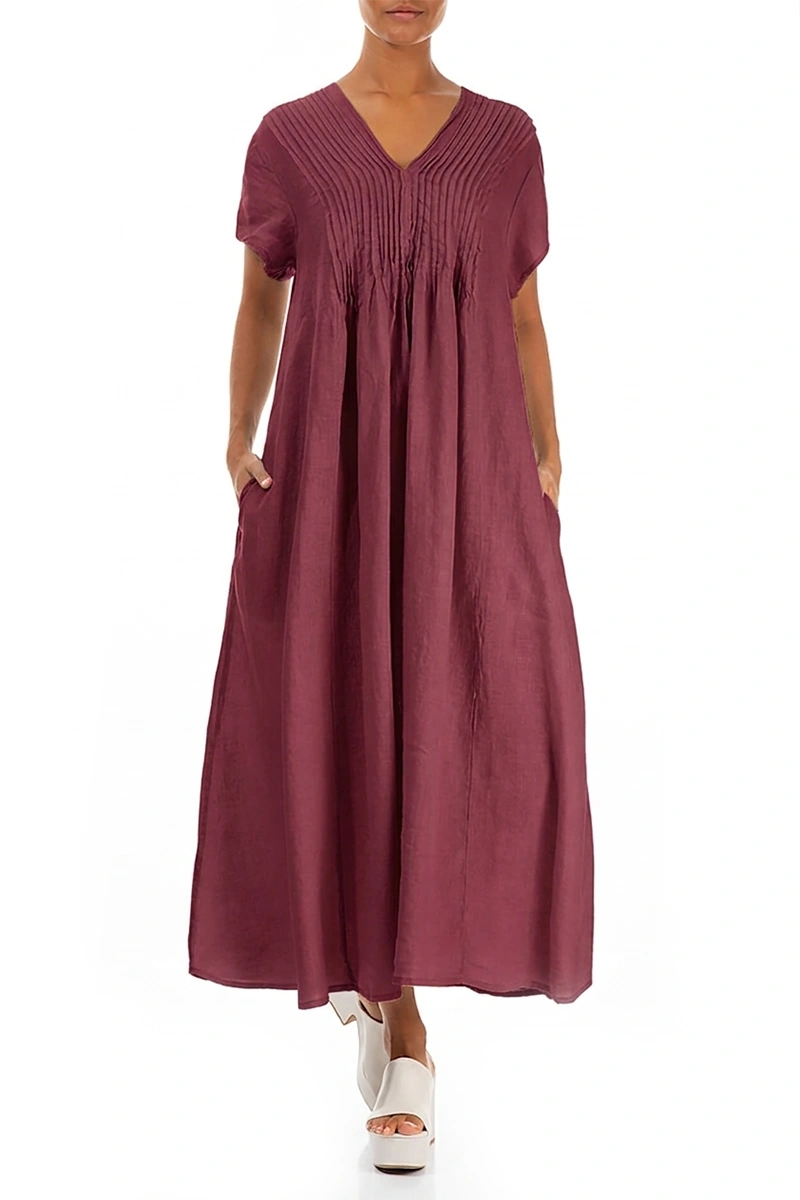 Romantic Antique Ruby Linen Dress 4