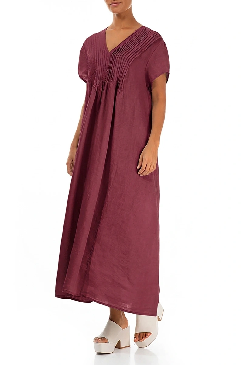 Romantic Antique Ruby Linen Dress 3