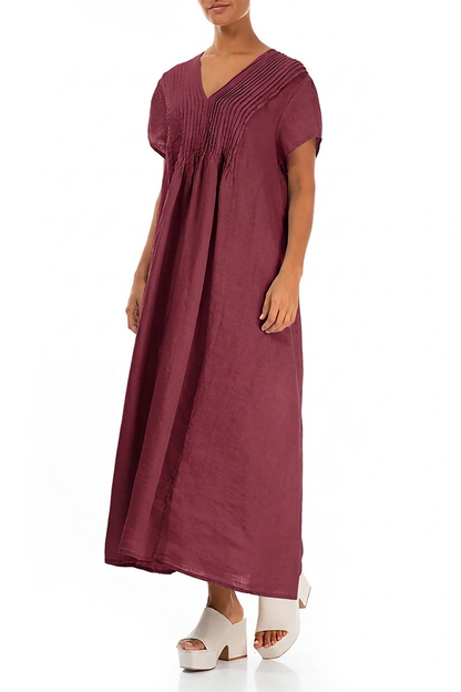 Romantic Antique Ruby Linen Dress 3
