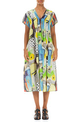 Romantic Artmaze Textured Silk Midi Dress 1