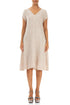 Romantic Beige Crinkled Silk Linen Dress 1