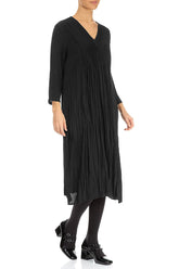 Romantic Black Crumpled Viscose Dress 3