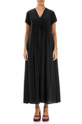 Romantic Black Silk Bamboo Dress 1