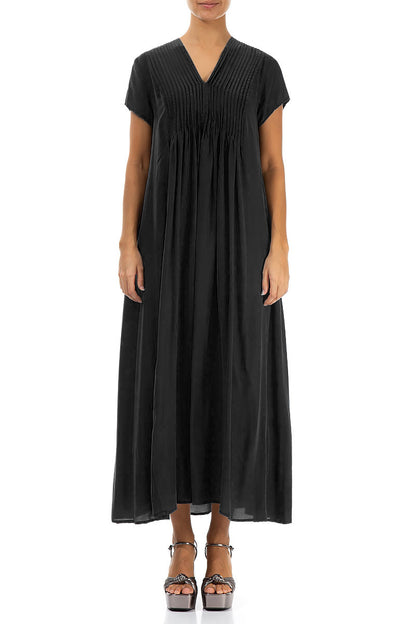 Romantic Black Silk Bamboo Dress 1