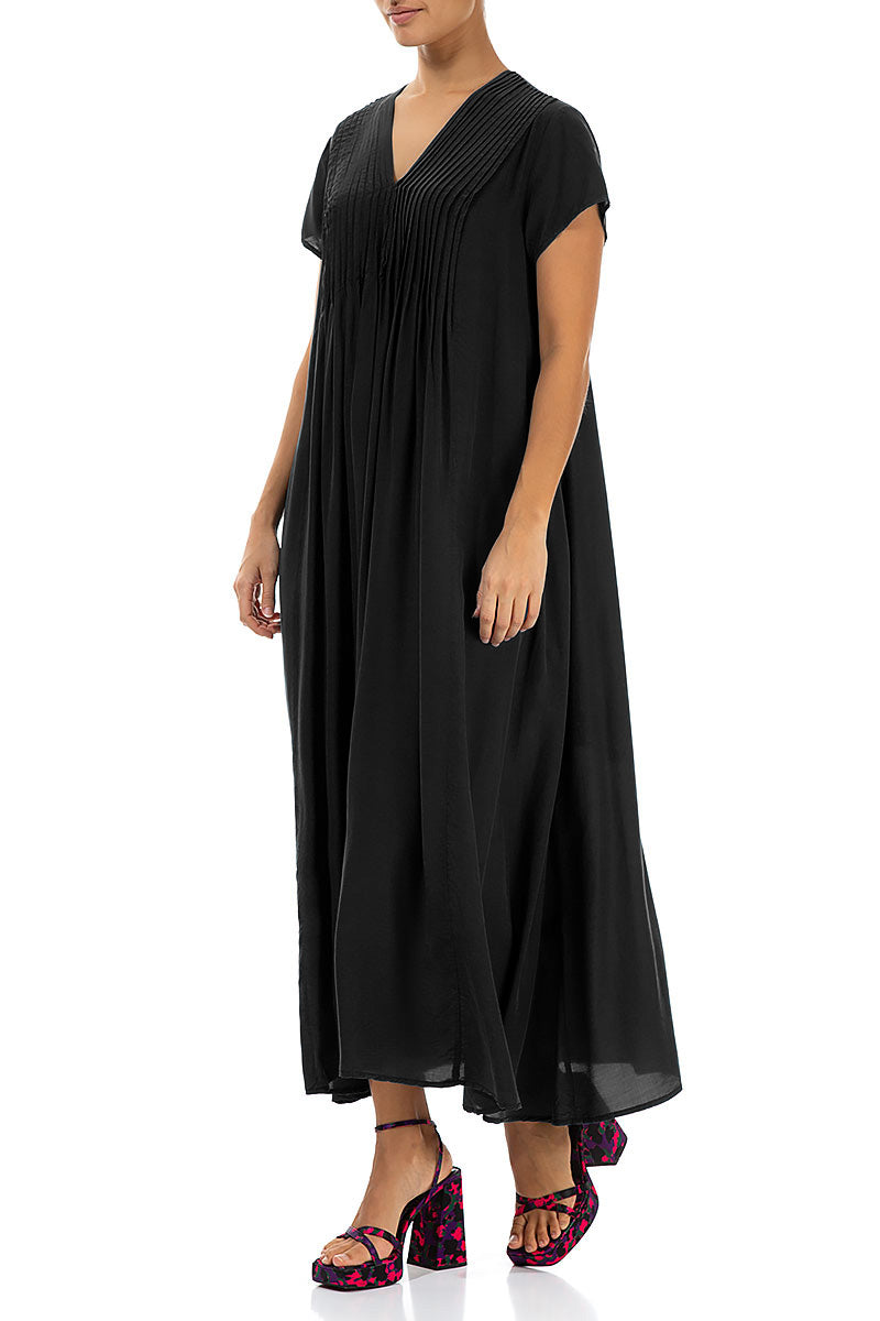 Romantic Black Silk Bamboo Dress 3
