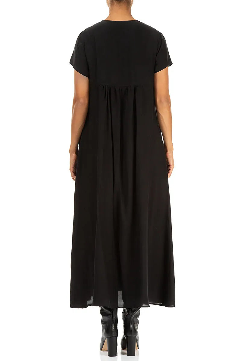 Romantic Black Silk Bamboo Dress 2