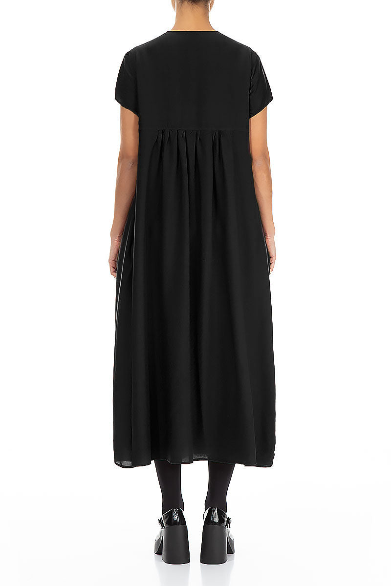 Romantic Black Silk Bamboo Dress 2