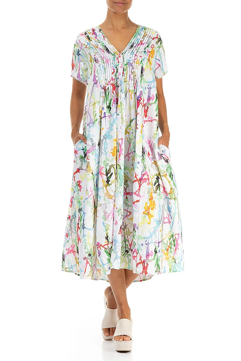 Romantic Colour Splash Linen Dress 4