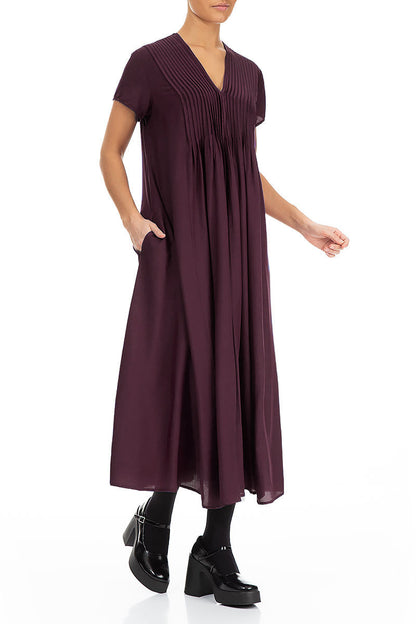 Romantic Deep Plum Silk Bamboo Dress 4