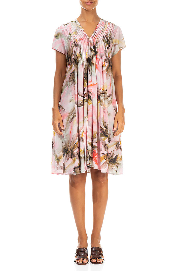 Romantic Front Tucks Oasis Silk Bamboo Dress 1