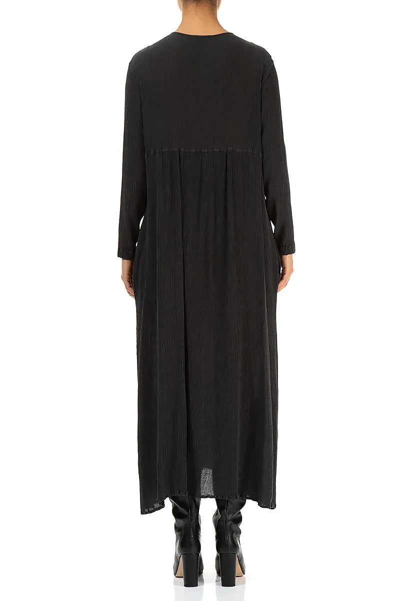 Robe romantique en soie viscose bleu graphite