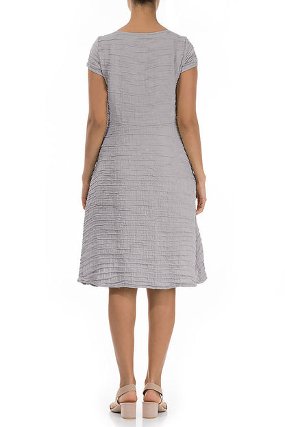 Romantic Lilac Grey Crinkled Silk Dress 2