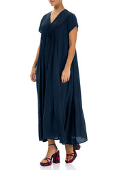 Romantic Navy Silk Bamboo Dress 3