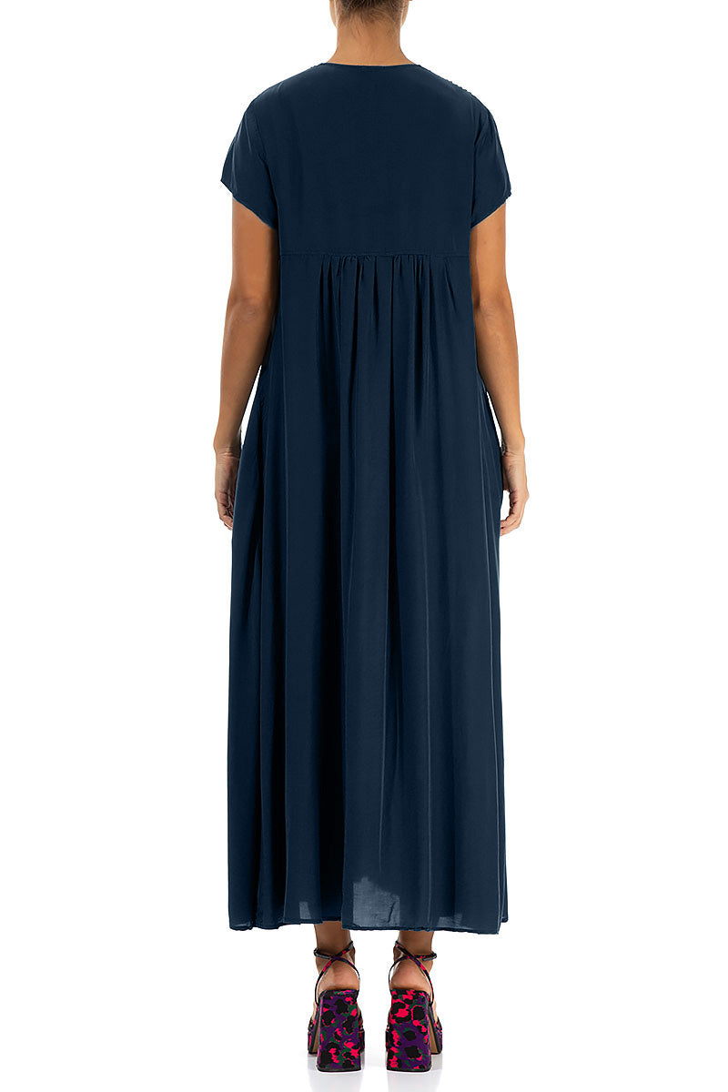 Romantic Navy Silk Bamboo Dress 2