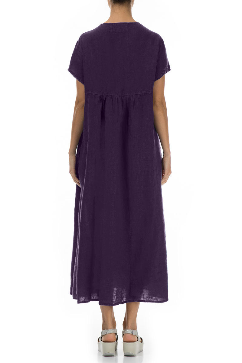 Romantic Royal Purple Linen Dress