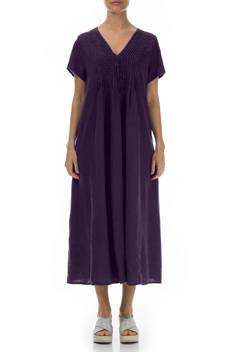 Romantic Royal Purple Linen Dress