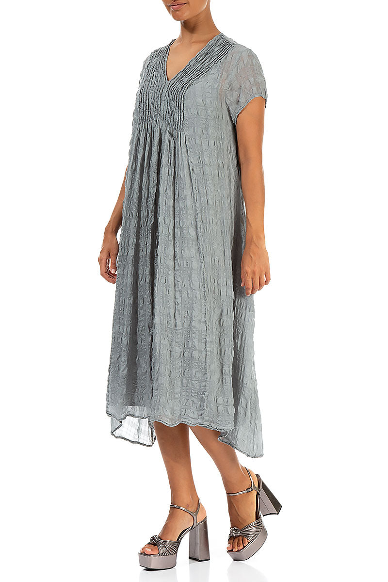 Romantic Grey Sage Light Silk Dress 3