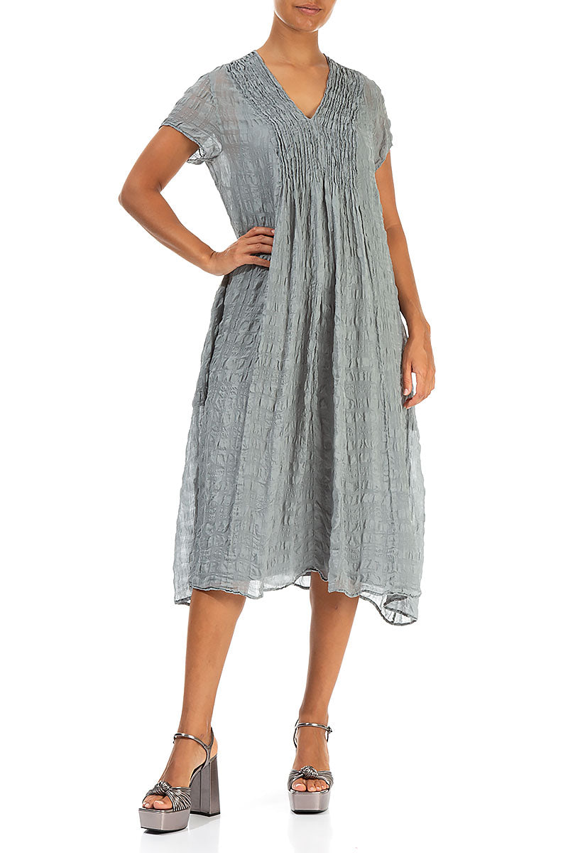 Romantic Grey Sage Light Silk Dress 4