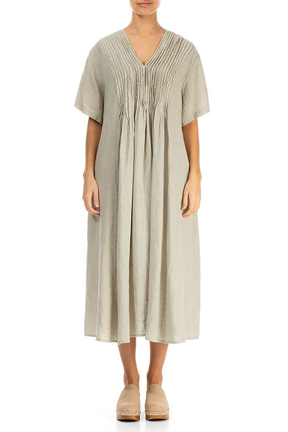 Romantic Sand Linen Dress 1