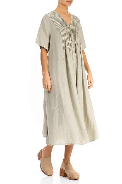 Romantic Sand Linen Dress 3