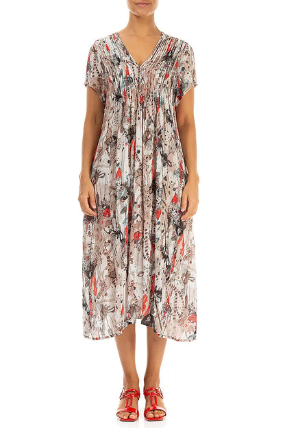 Romantic Savannah Silk Viscose Midi Dress 1