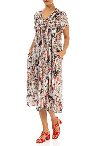 Romantic Savannah Silk Viscose Midi Dress 4