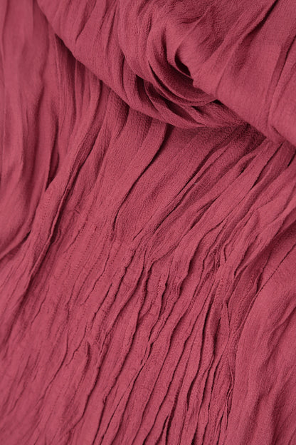 Romantic Short Sleeves Antique Ruby Crumpled Viscose Dress 5