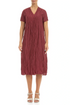 Romantic Short Sleeves Antique Ruby Crumpled Viscose Dress 1