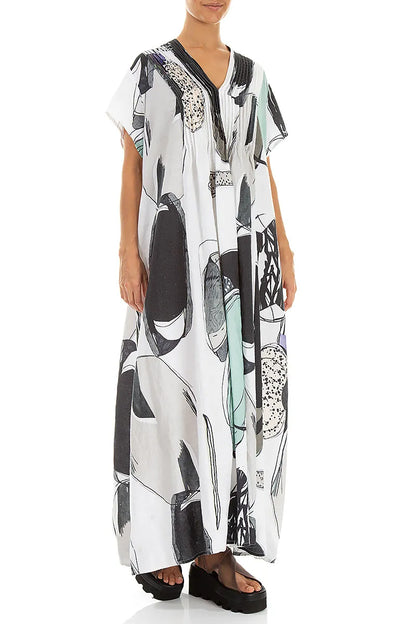Robe en lin romantique à pierres roulées