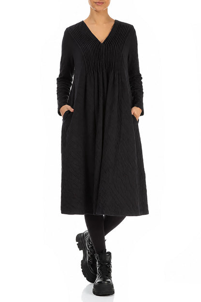 Robe romantique en coton à col en V ondulé