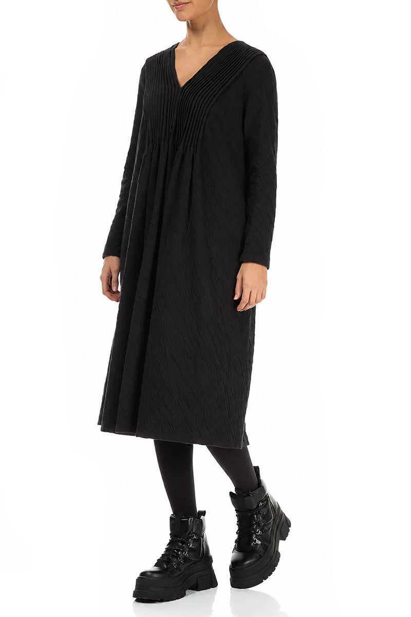 Romantic V-Neck Grey Wavy Cotton Dress 3