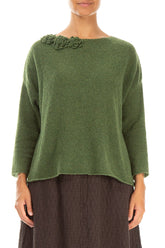 Rosette Dark Sage Wool Sweater 1