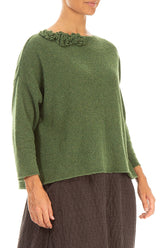 Rosette Dark Sage Wool Sweater 3