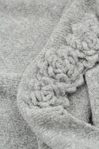 Rosette Light Grey Wool Sweater 5