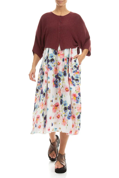 Rounded Antique Ruby Linen Cardigan 4