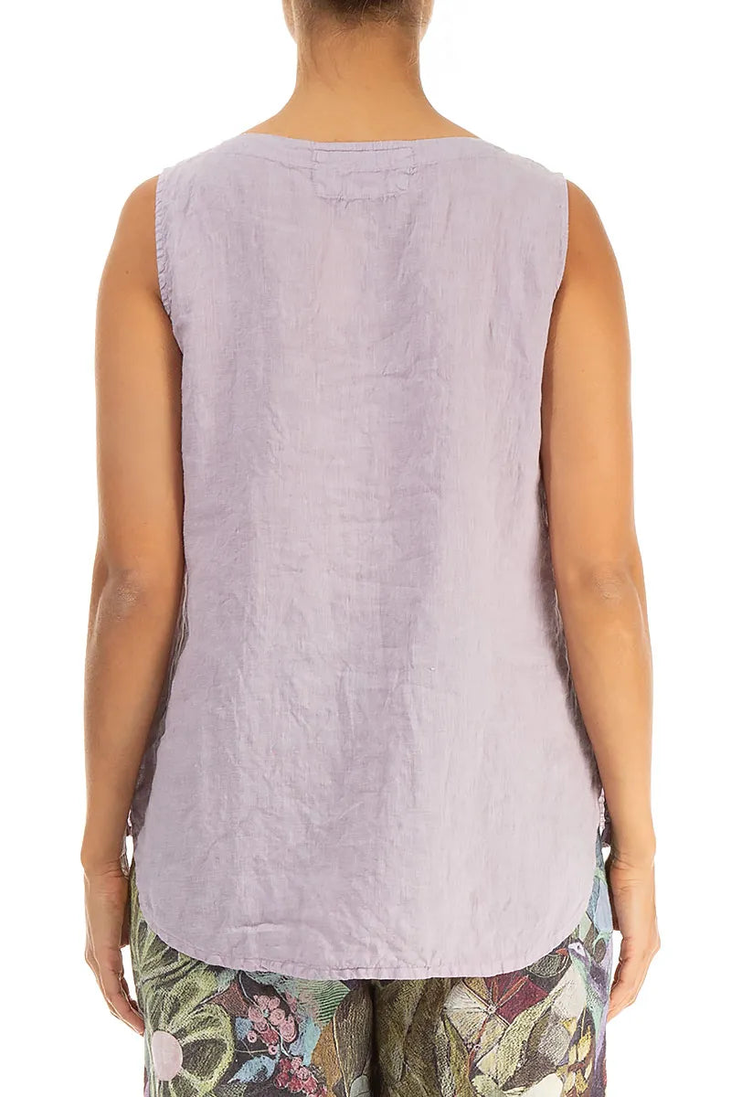 Rounded Back Sleeveless Lilac Linen Top 2