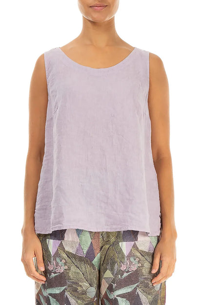Rounded Back Sleeveless Lilac Linen Top 1