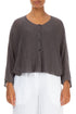 Rounded Brown Linen Cardigan 1