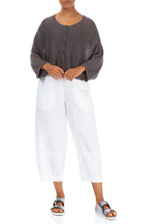 Rounded Brown Linen Cardigan 4