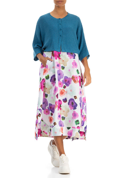 Rounded Denim Linen Cardigan