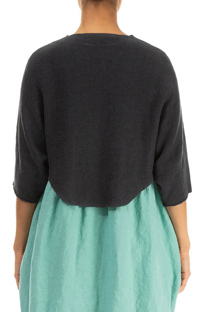 Rounded Graphite Linen Cardigan