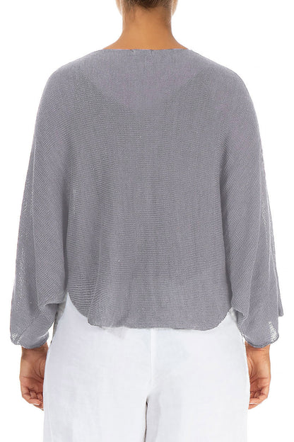 Rounded Grey Linen Cardigan