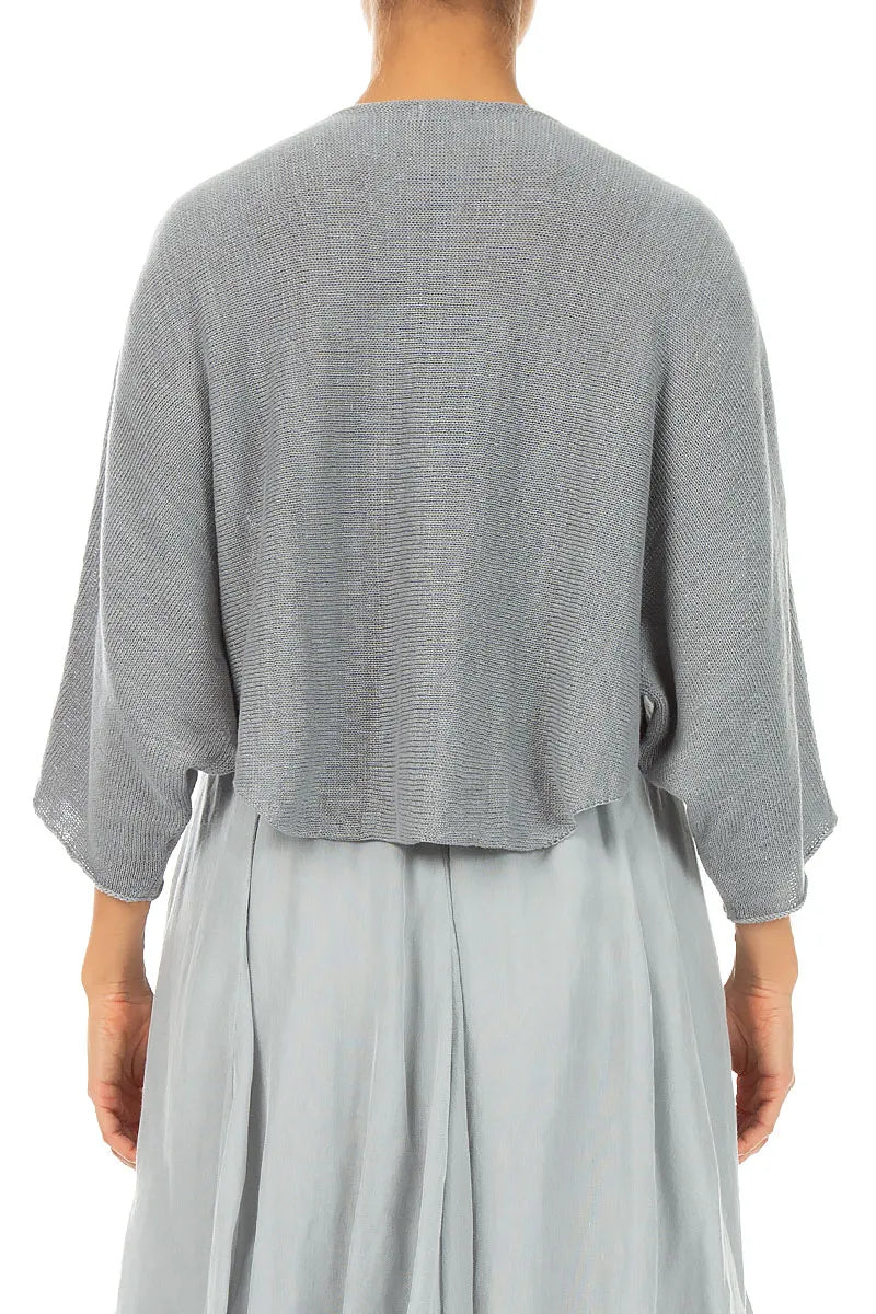 Rounded Grey Linen Cardigan