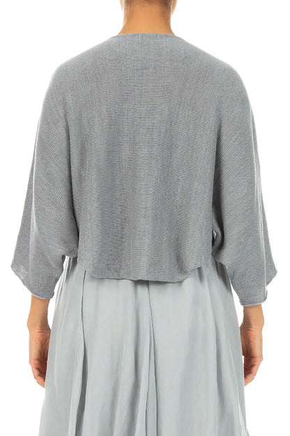 Rounded Grey Linen Cardigan 2